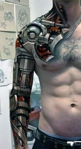 tatuaże męskie biomechanika 